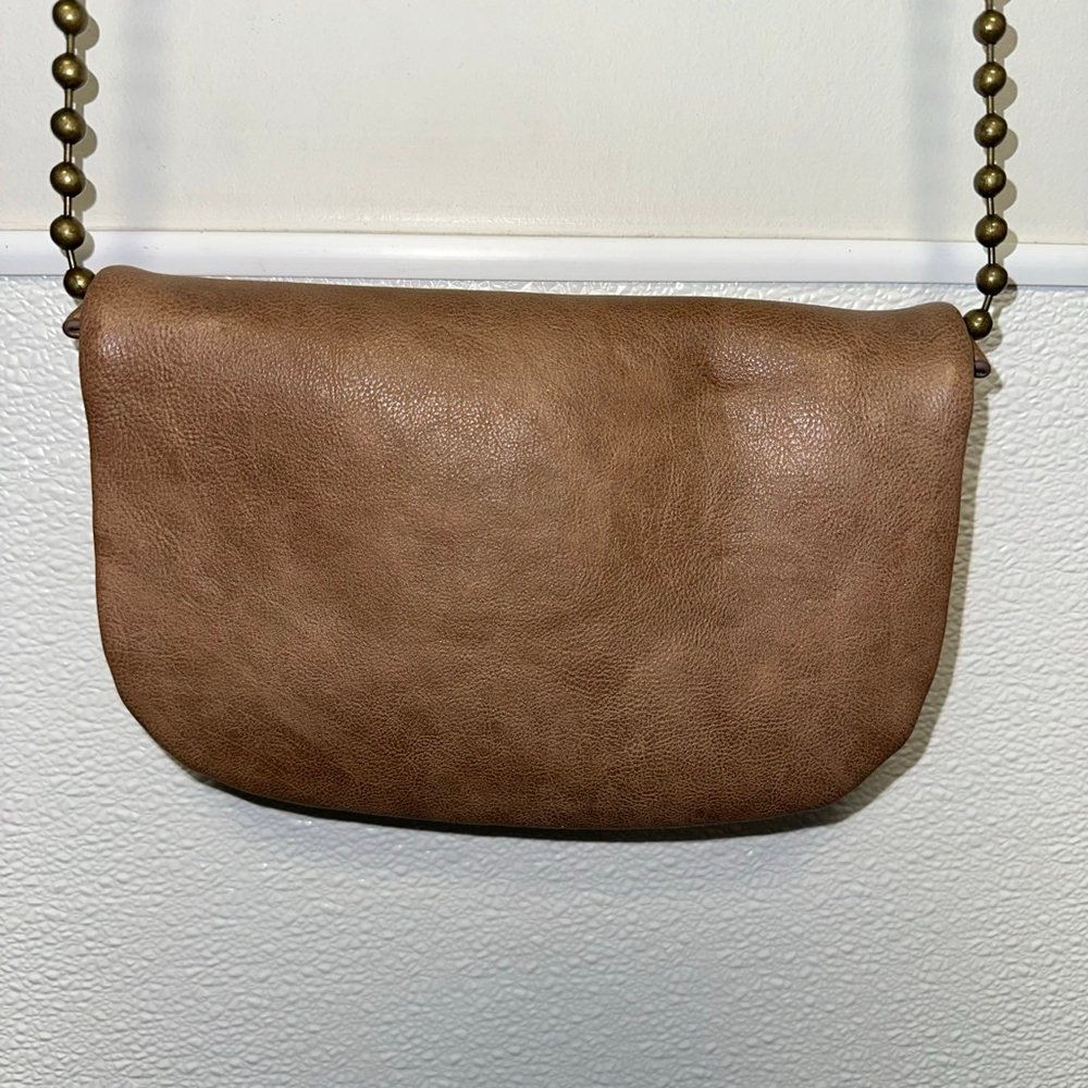 T-Shirt & Jeans Tan Laser Cut Crossbody Bag geometric ball chain strap purse - Picture 6 of 16